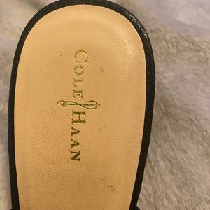 Cole Hahn leather wedge sling back